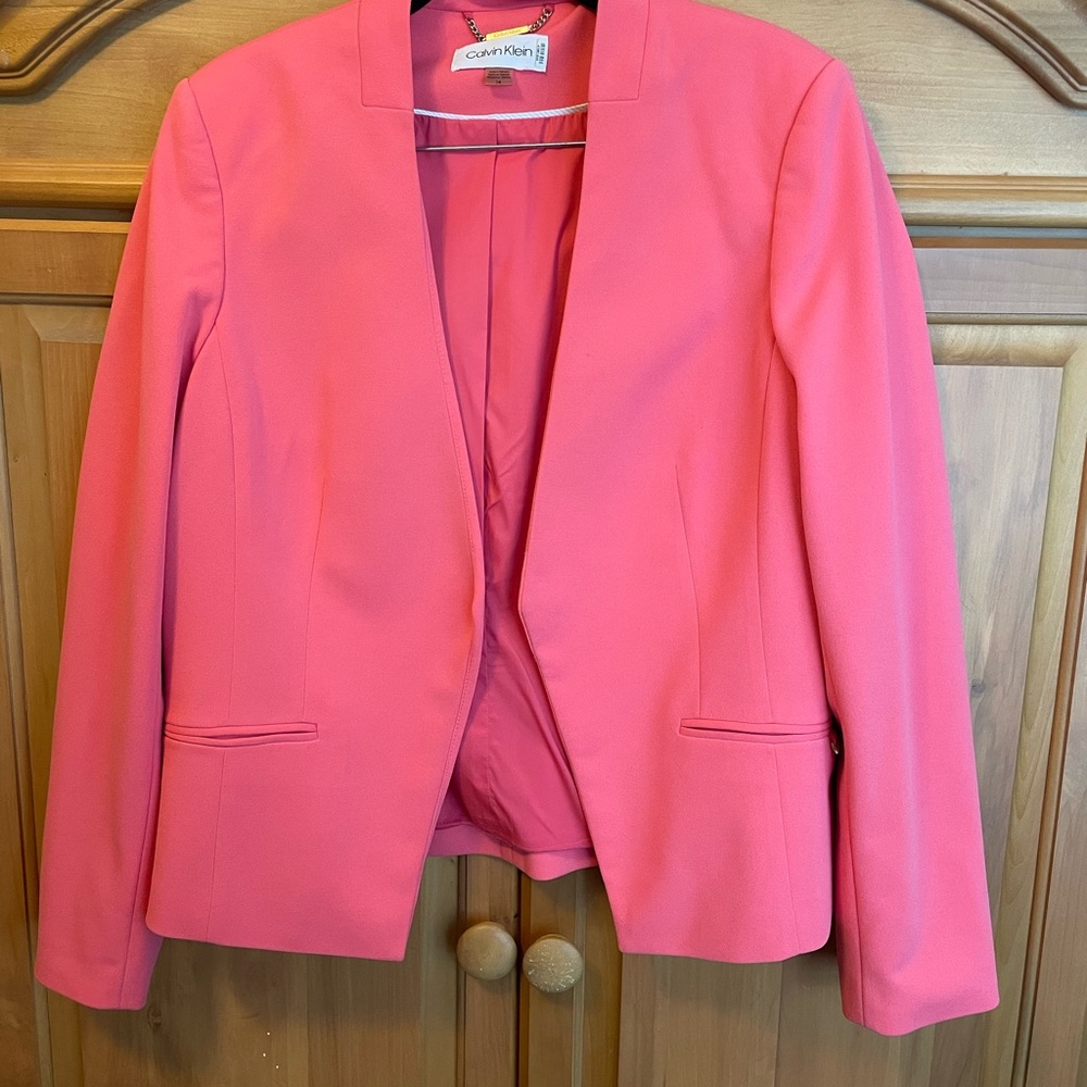 Calvin Klein Pink Blazer Tailored Suit Jacket